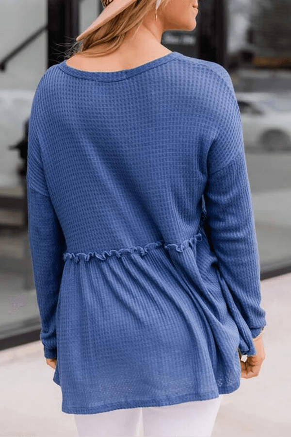 Women's Casual V-Neck Top with Buckle Detail