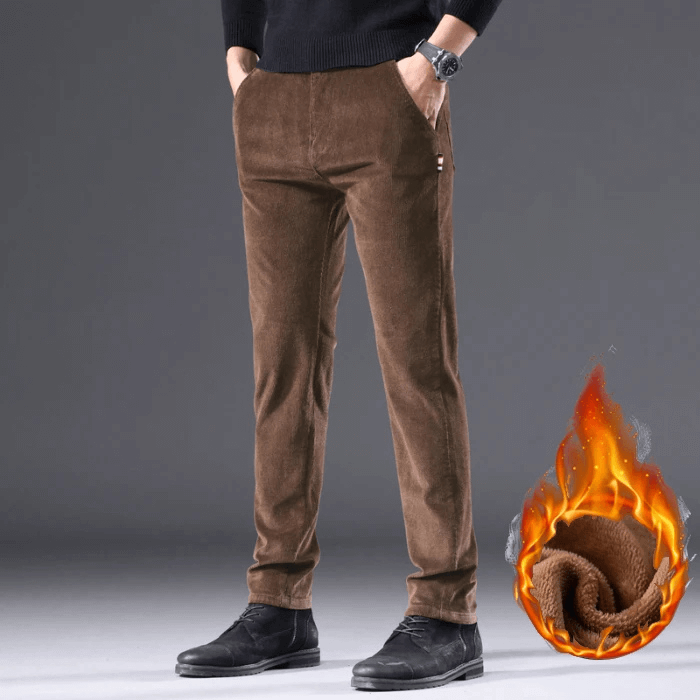 Men's Fleece-Lined Corduroy Pants: Warm Winter Trousers