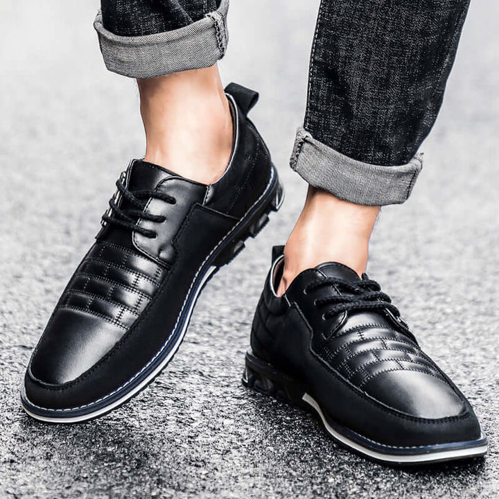Men's Checked Leather Lace-Up Shoes