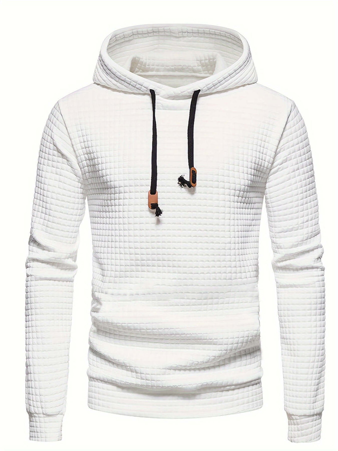 Men's Quilted Hoodie: Regular Fit Pullover with Drawstring