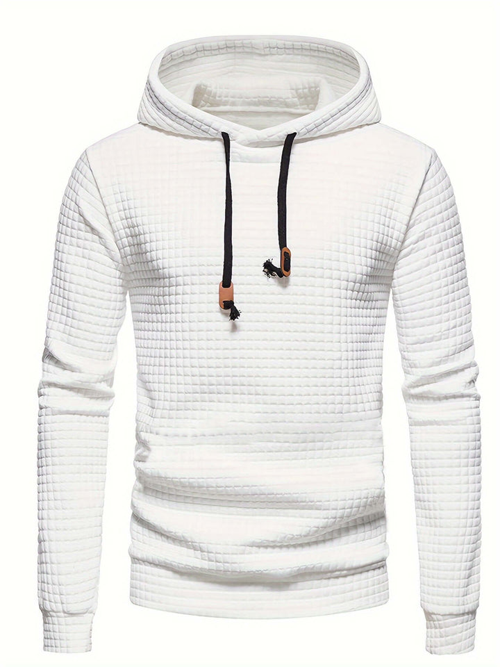 Men's Quilted Hoodie: Regular Fit Pullover with Drawstring
