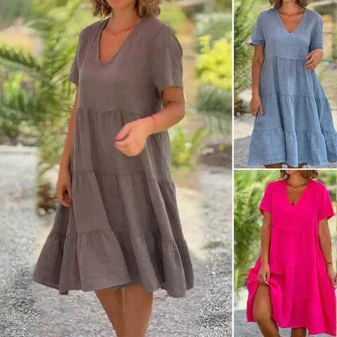 Women's Breathable Short-Sleeve Midi Dress