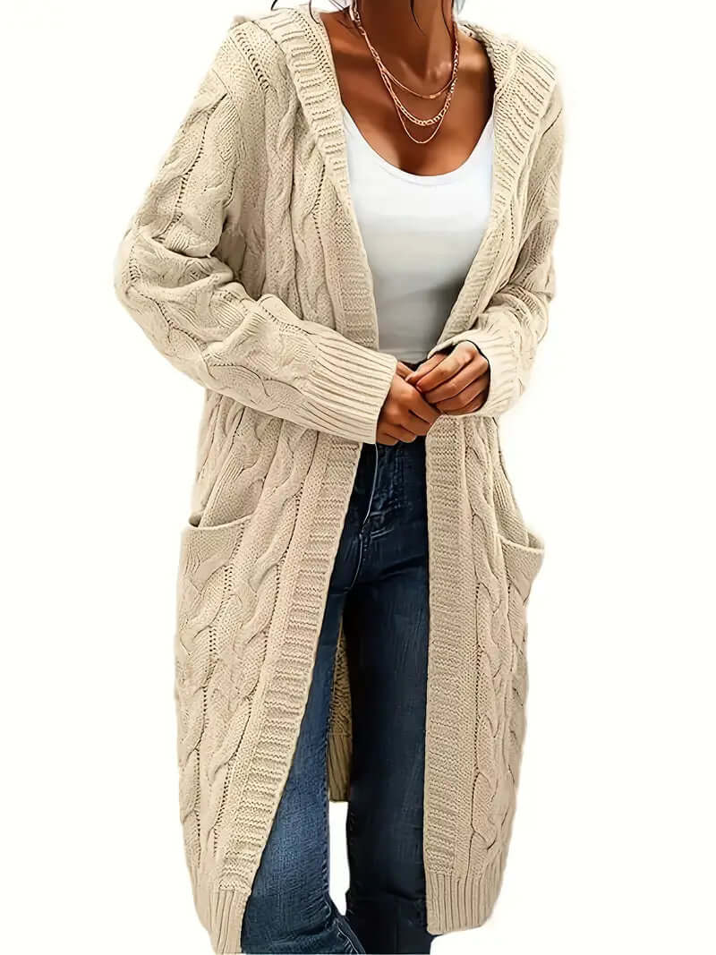 Women's Longline Hooded Cardigan: Cozy & Stylish
