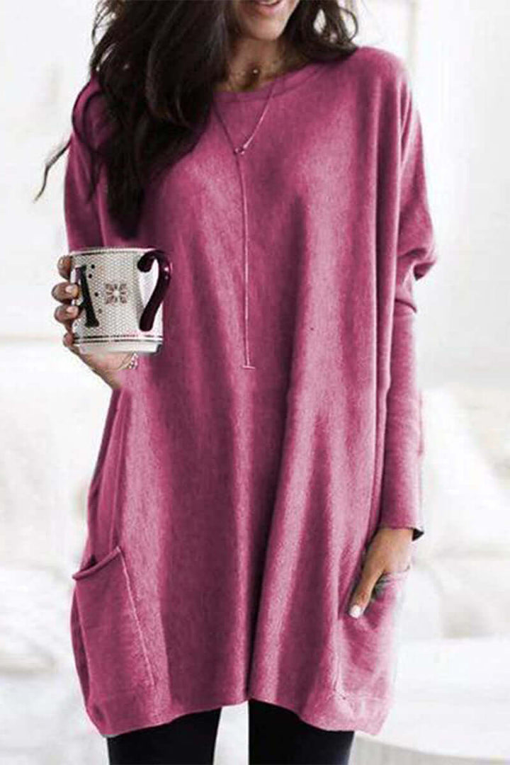 Women's Summer Pocket Top: Casual Round Neck T-Shirt