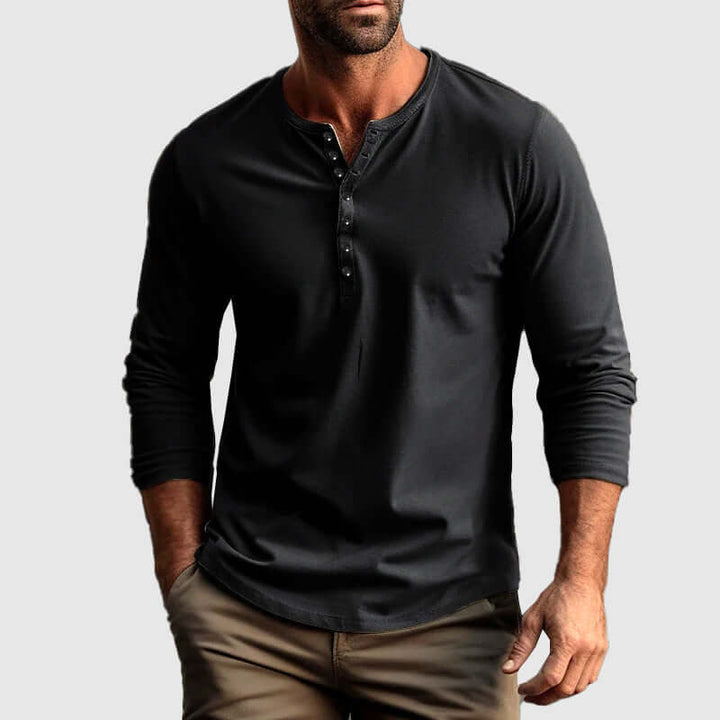 Men's Casual Long-Sleeve Henley Shirt