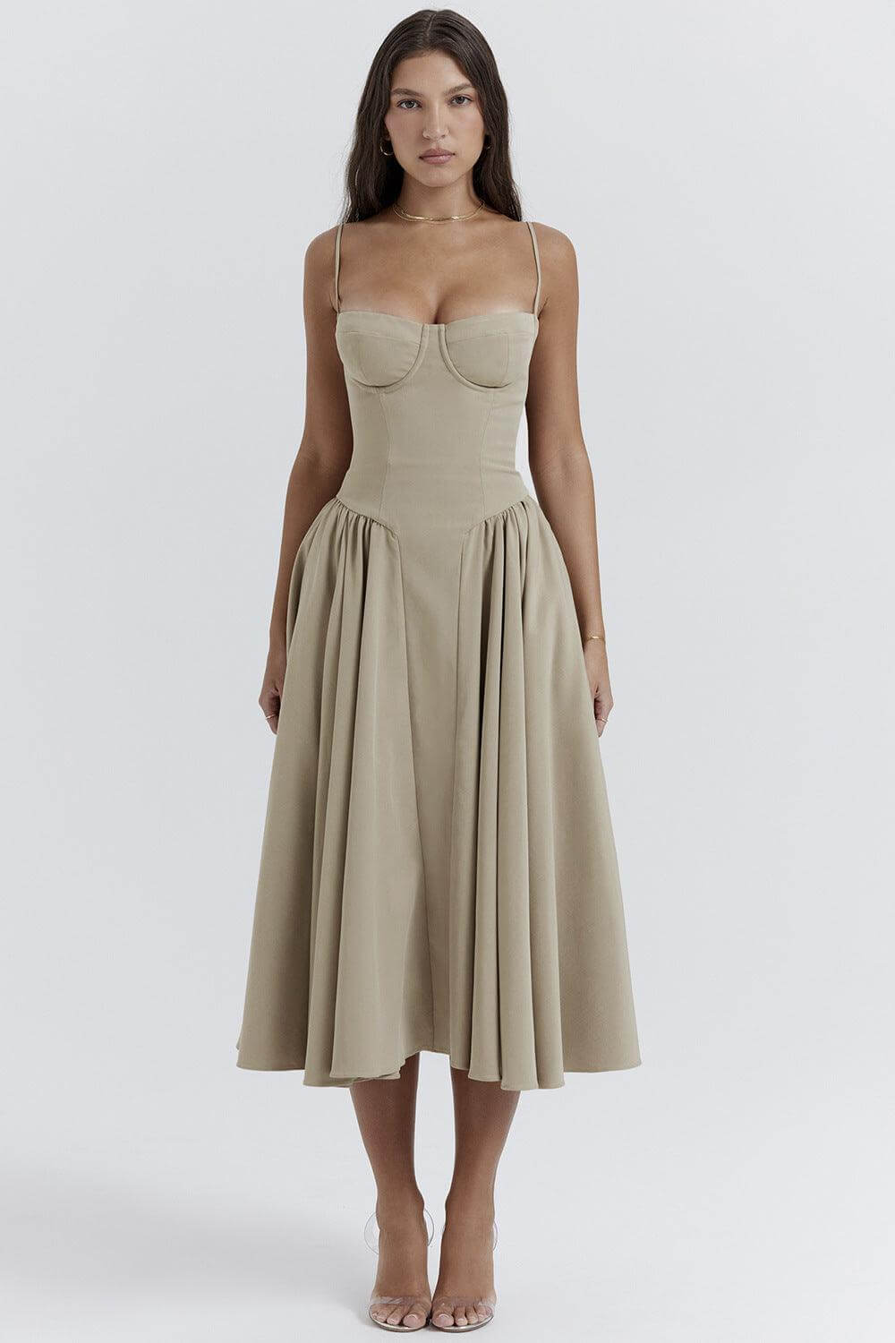Vintage Midi Dress: Elegant Retro Style Women's Dress