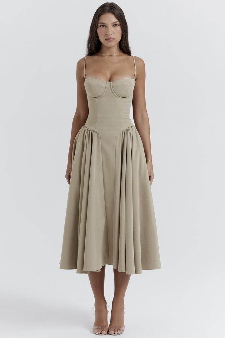Vintage Midi Dress: Elegant Retro Style Women's Dress