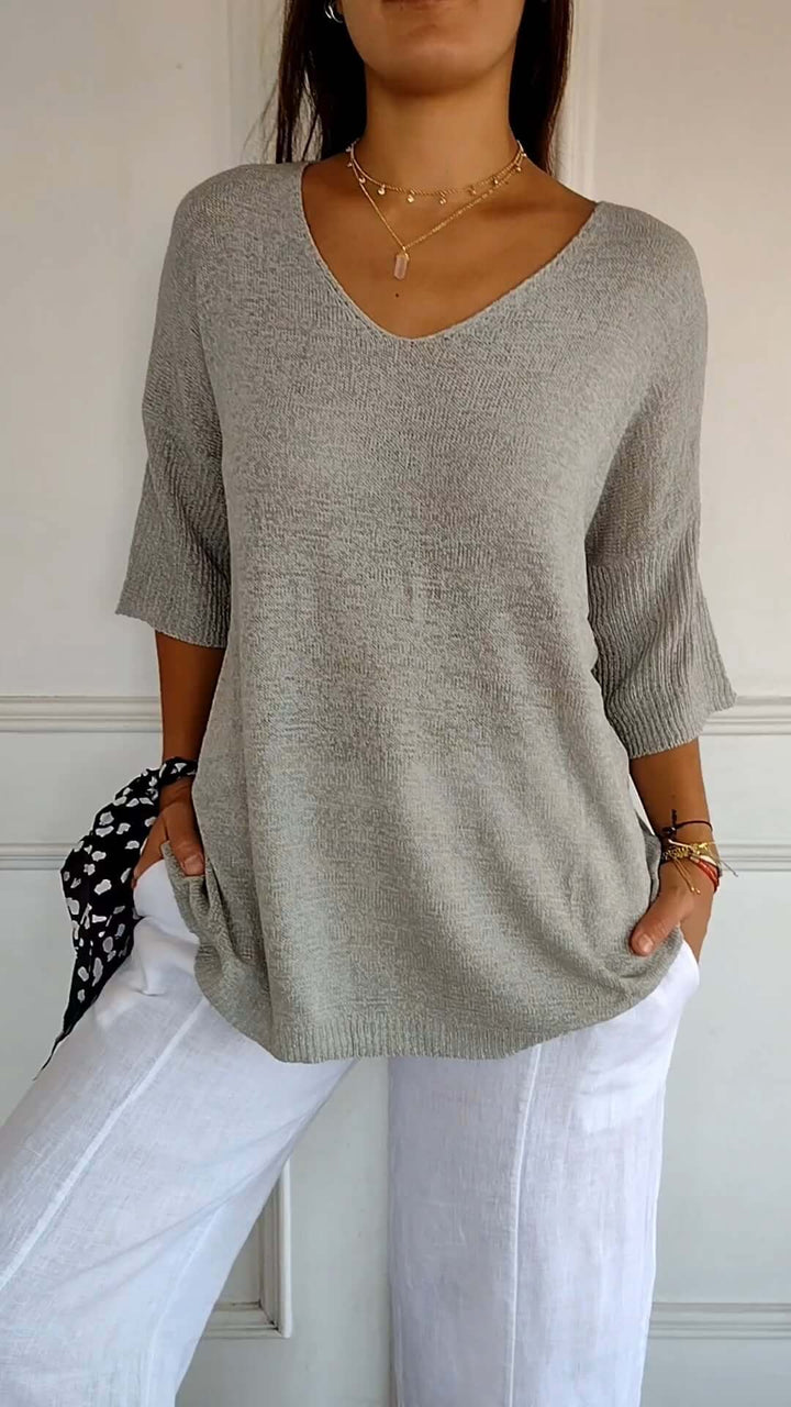 Women's Relaxed V-Neck Knit Top