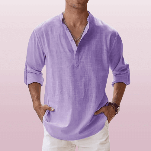 Men's Long Sleeve Henley Shirt: Regular Fit Casual Top