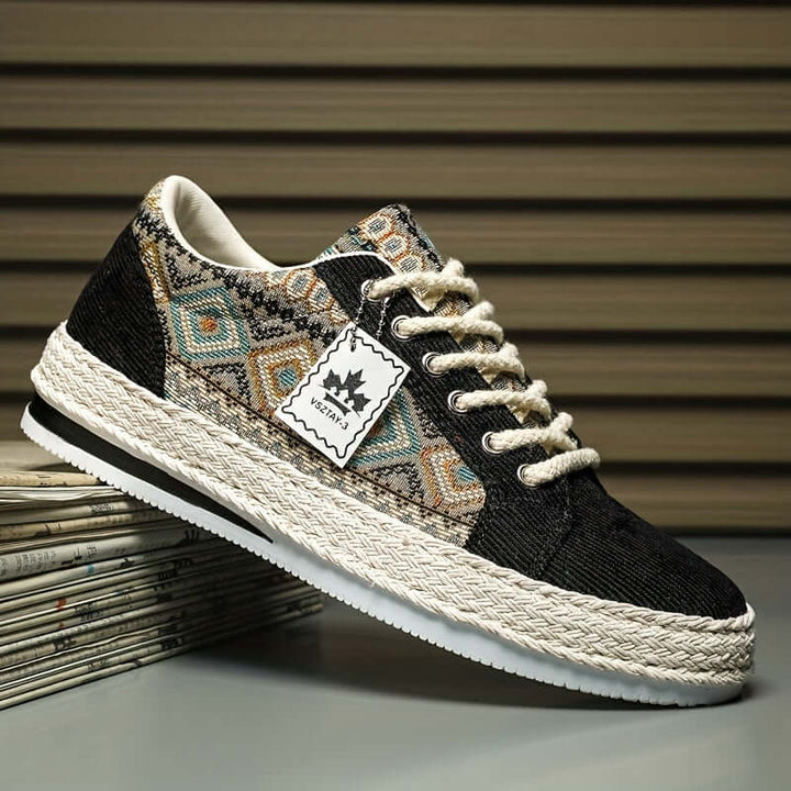 Men's Ethnic Patterned Canvas Sneakers