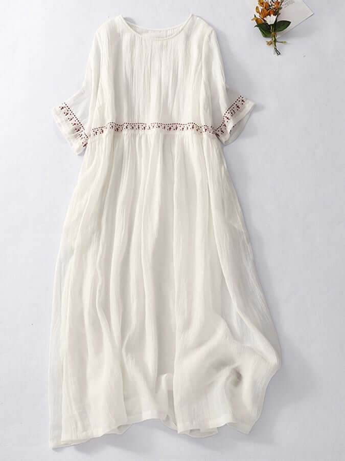 Women's Cotton Embroidered Summer Loose Dress