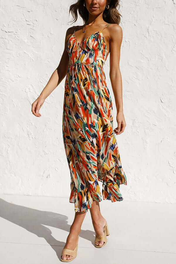 Women's Floral Midi Dress: Long Sleeve, Elegant Fit