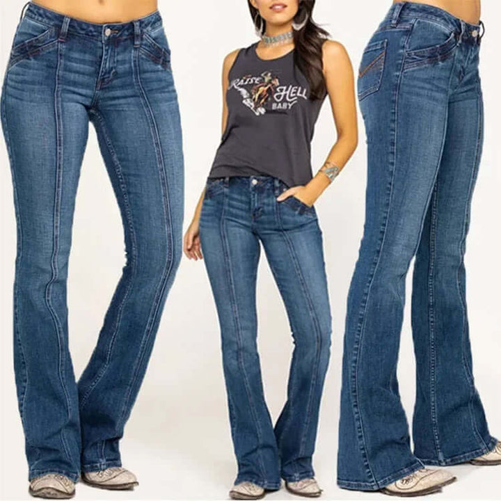 Women's Retro Flared Jeans: High-Waisted, Stylish Fit