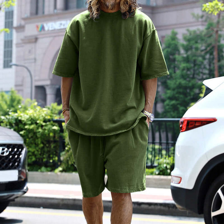 Men's Relaxed Fit Loungewear Set: Short Sleeve T-Shirt & Shorts