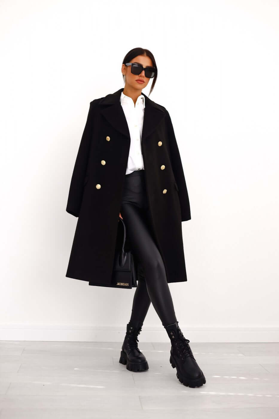 Women's Lapel Collar Long Sleeve Double-Breasted Jacket