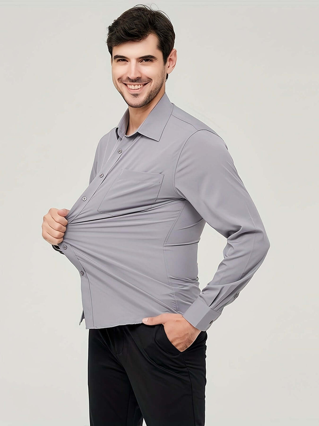 Men's Long-Sleeve Cotton Shirt: Modern Fit Dress Shirt