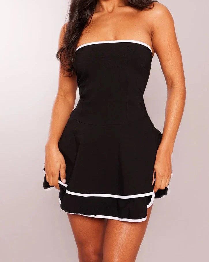 Elegant Contrast Dress: Modern & Flattering