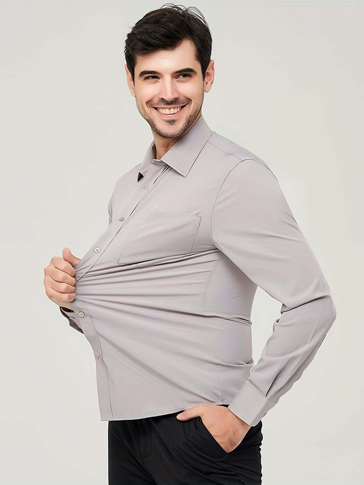 Men's Long-Sleeve Cotton Shirt: Modern Fit Dress Shirt