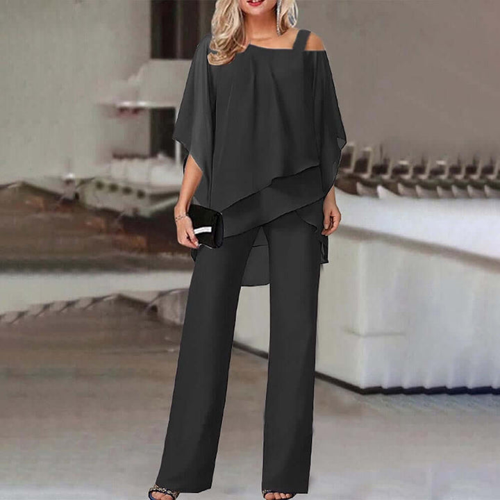 Elegant Cold Shoulder Jumpsuit: Flowy & Stylish Women's Jumpsuit