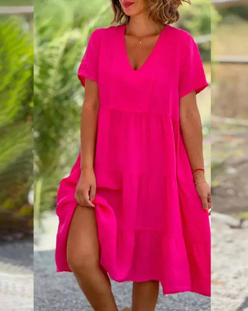 Women's Breathable Short-Sleeve Midi Dress