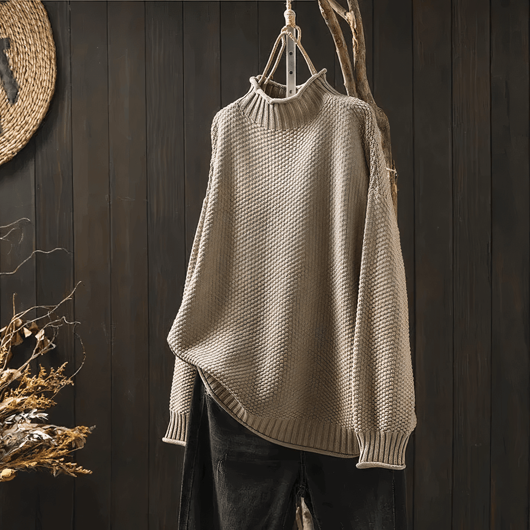 Women's Vintage Turtleneck Long Sleeve Sweater