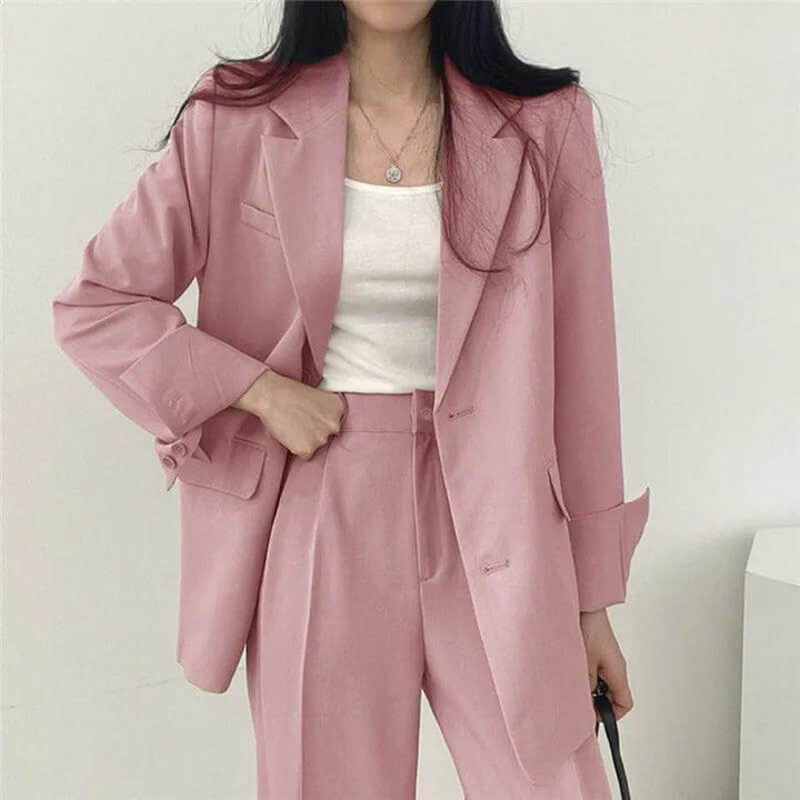 Women's Smart Casual Suit: Oversized Blazer & High-Waisted Trousers