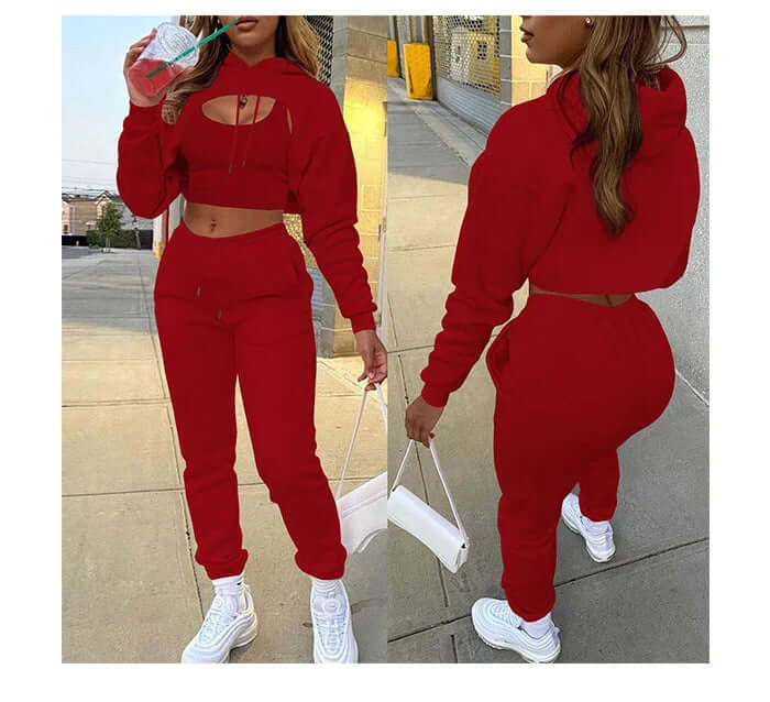 Women's 3-Piece Fleece Jogging Suit: Cozy & Stylish