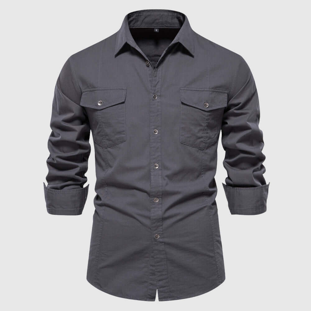 Men's Slim-Fit Long-Sleeve Casual Shirt