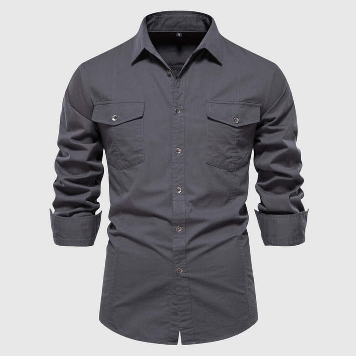 Men's Slim-Fit Long-Sleeve Casual Shirt