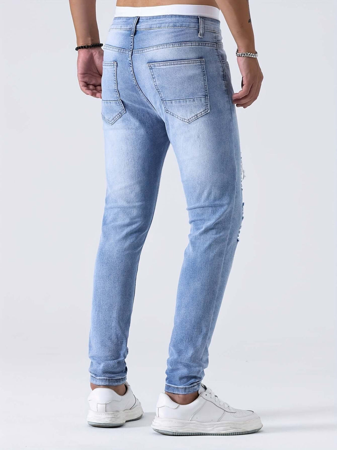 Men's Distressed Skinny Jeans: Ripped Denim, Tapered Fit