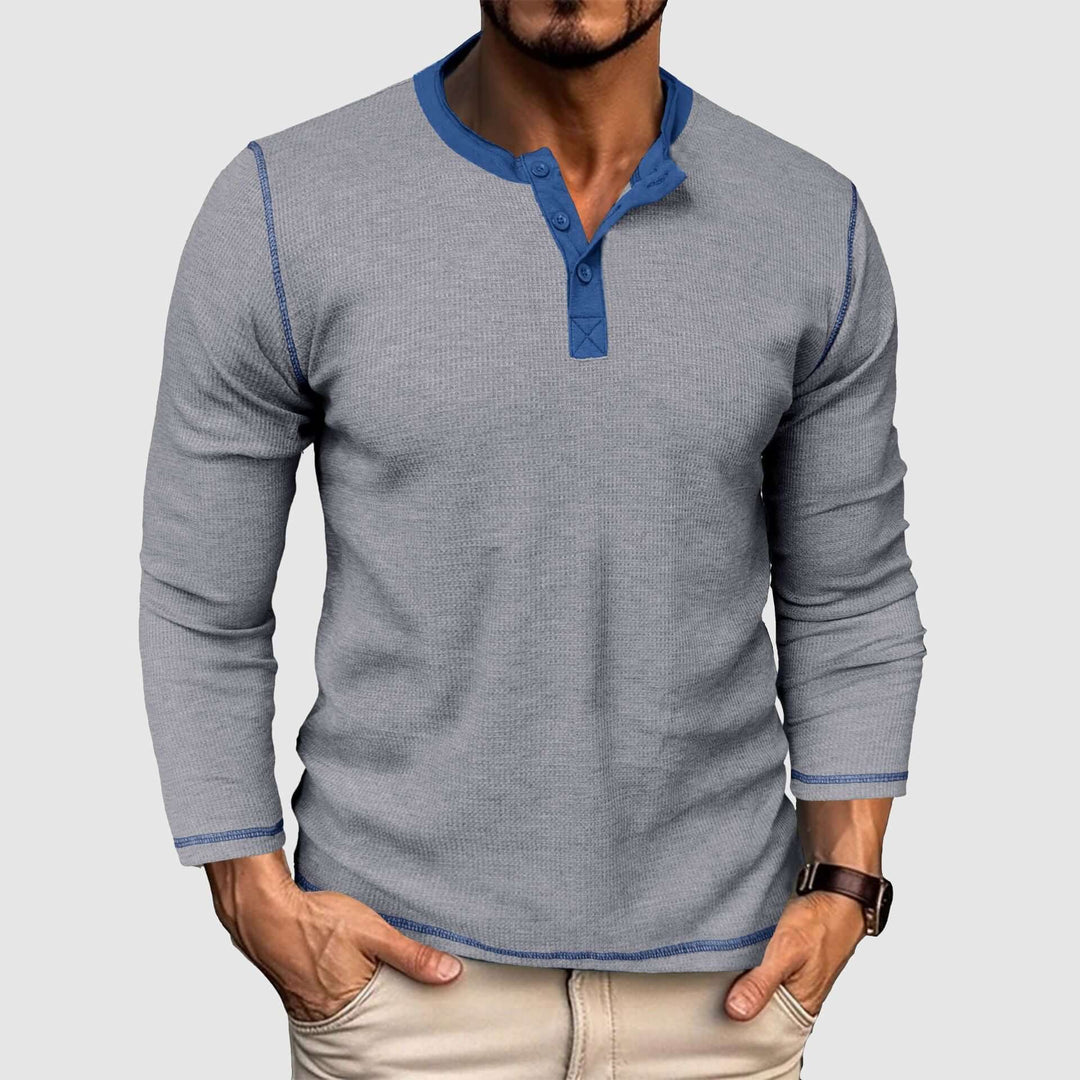 Men's Long Sleeve Waffle T-Shirt - Relaxed Fit, Vintage Style