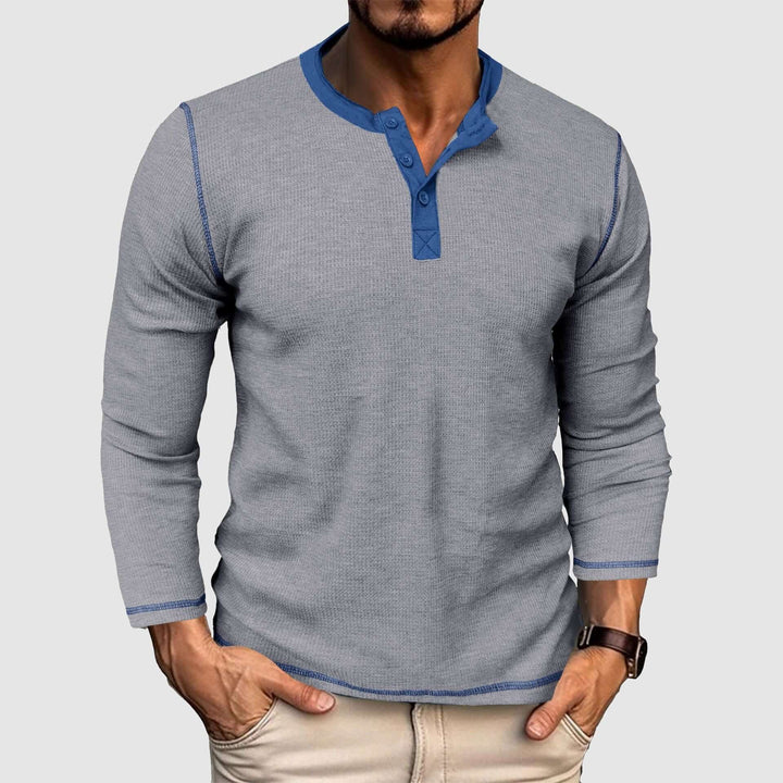 Men's Long Sleeve Waffle T-Shirt - Relaxed Fit, Vintage Style
