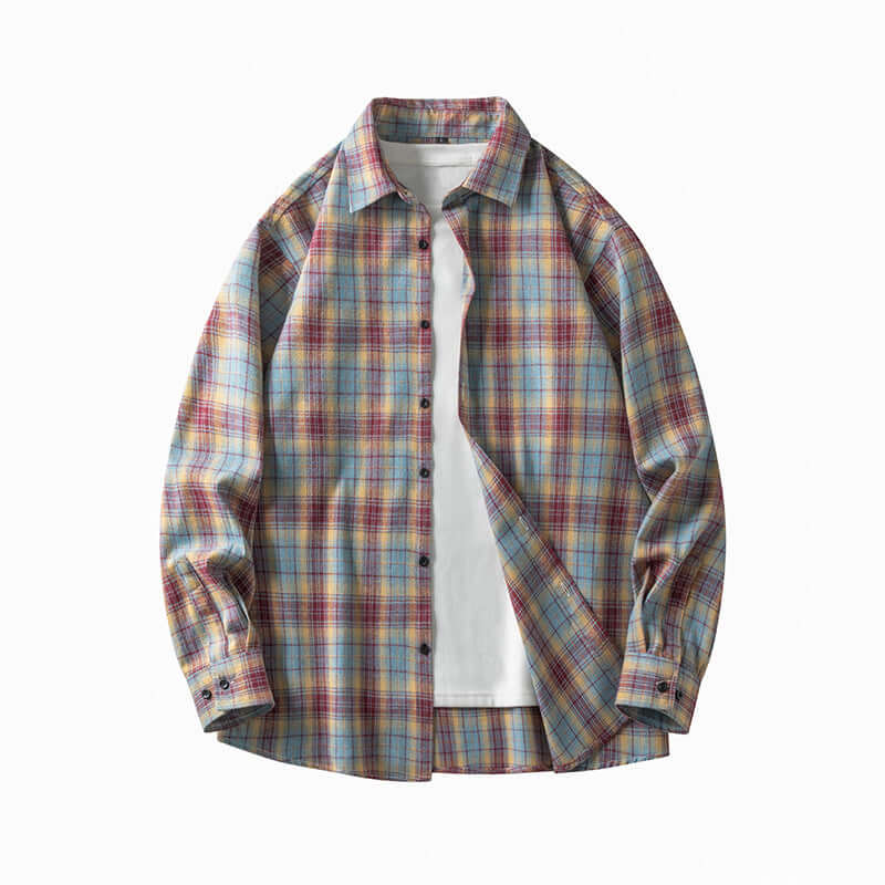 Men's Long-Sleeve Plaid Casual Shirt