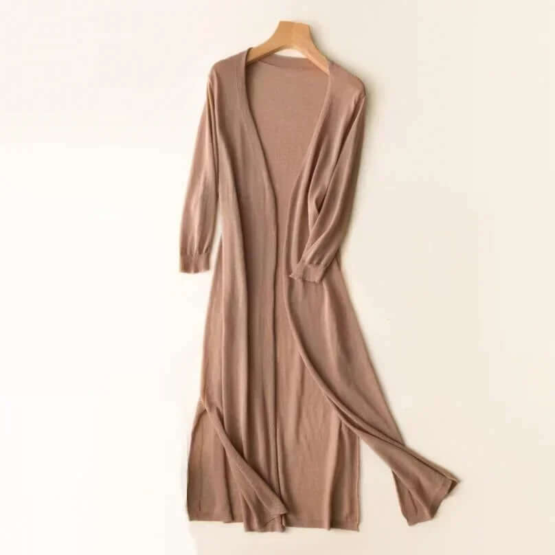 Women's Lightweight Knit Long Cardigan - Open Front Sweater