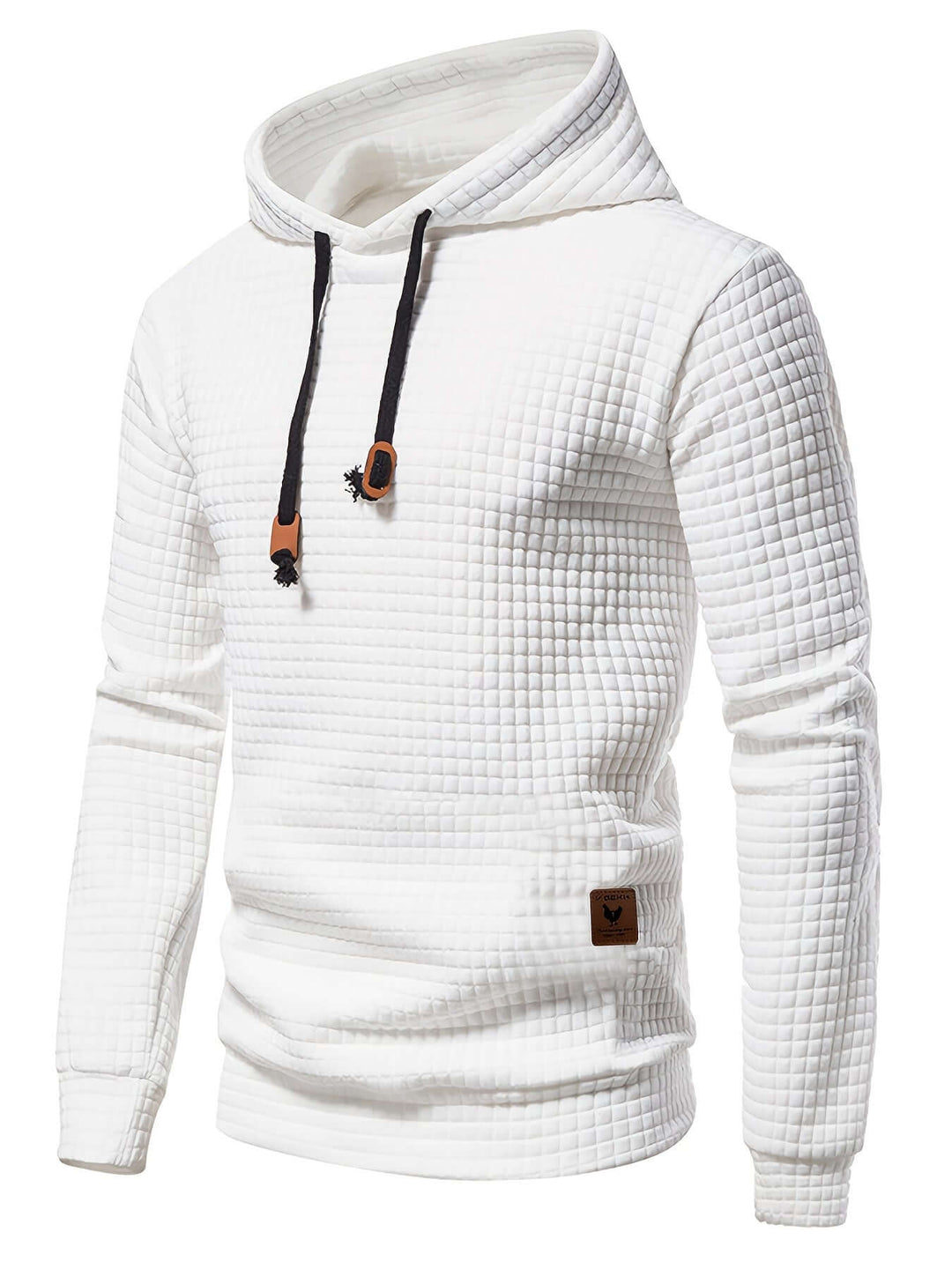 Men's Quilted Hoodie: Regular Fit Pullover with Drawstring