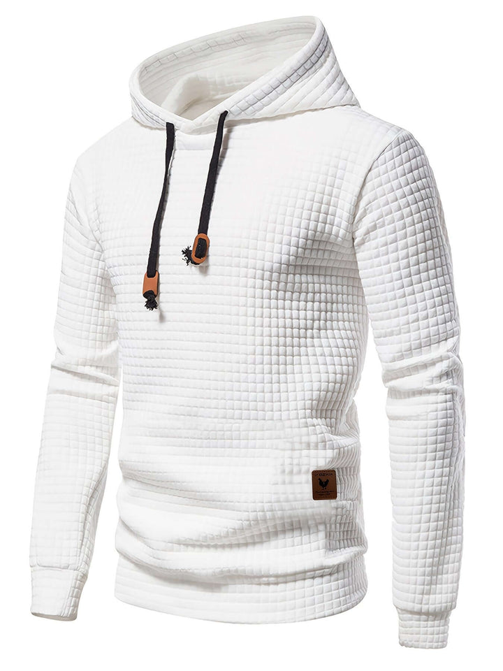 Men's Quilted Hoodie: Regular Fit Pullover with Drawstring