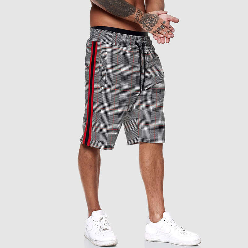 Men's Checkered Drawstring Shorts: Relaxed Fit, Elastic Waist