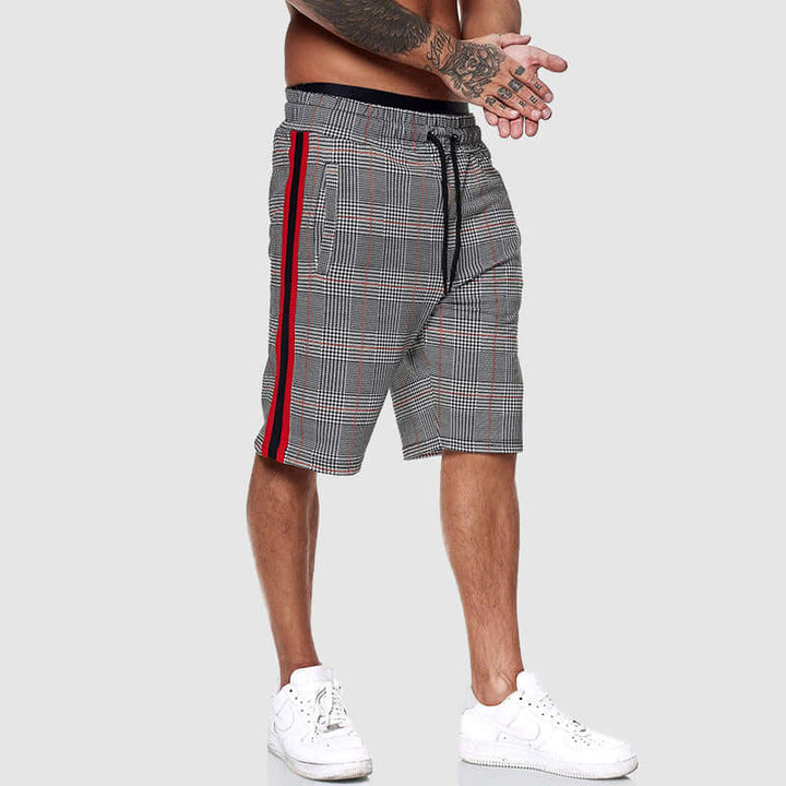 Men's Checkered Drawstring Shorts: Relaxed Fit, Elastic Waist