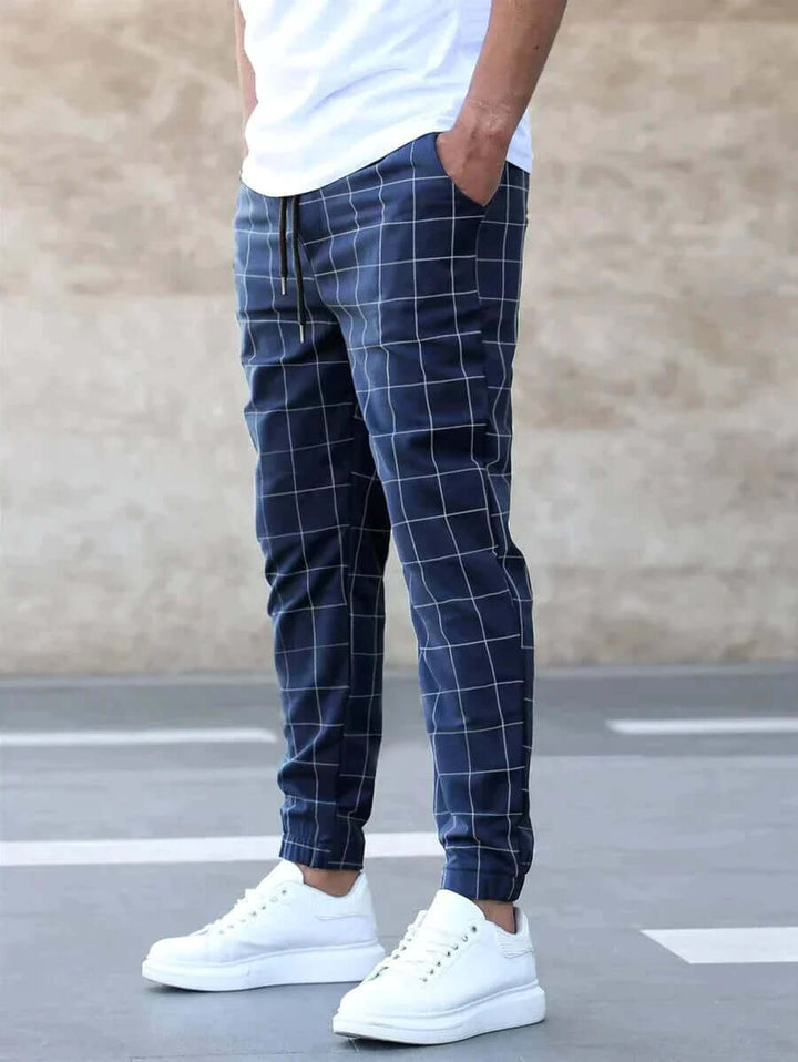 Men's Slim Fit Plaid Casual Trousers