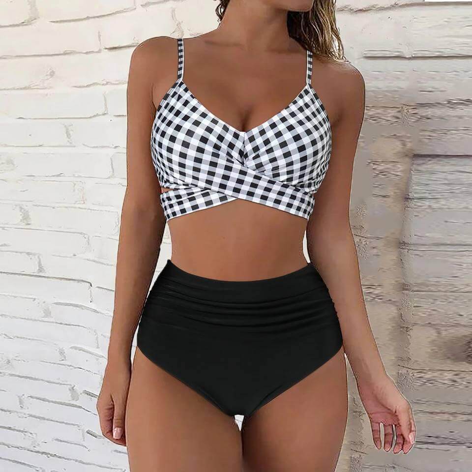 Women's High-Waisted Bikini Set: Elegant Swimwear