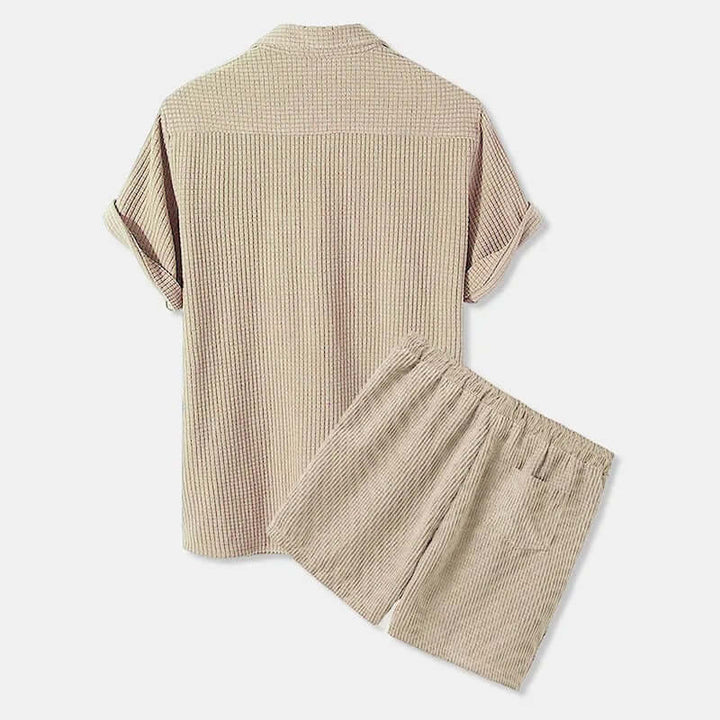 Men's Corduroy Shirt & Shorts Set: Casual Summer Outfit