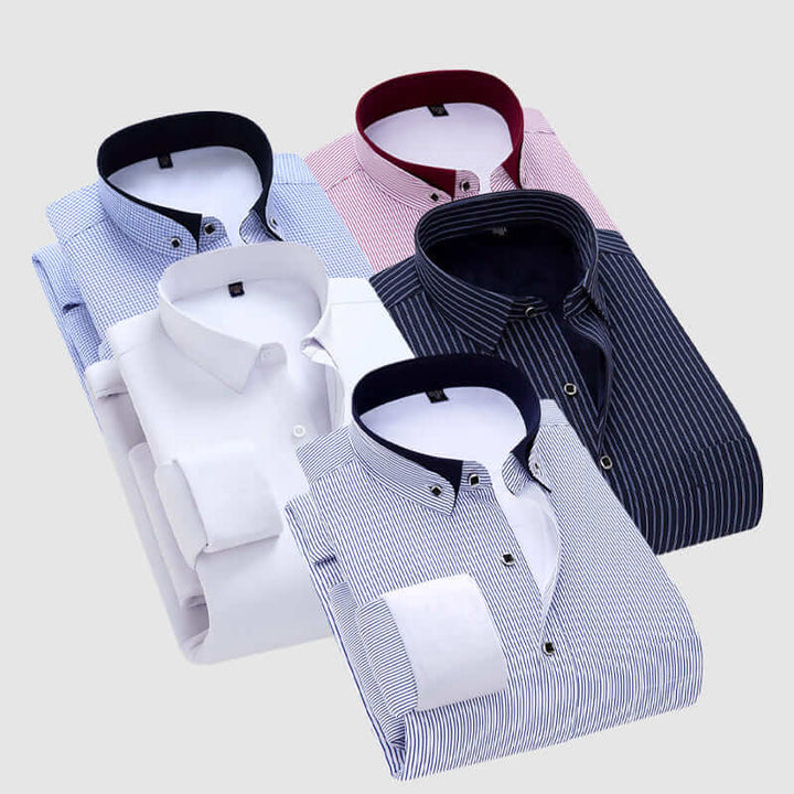 Men's Long Sleeve Double Layer Velvet Casual Shirt