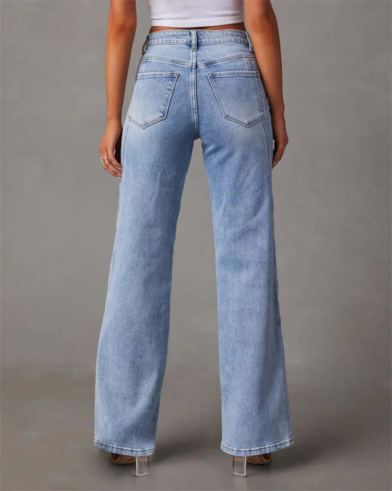 Women's High-Waisted Wide Leg Jeans: Relaxed Fit