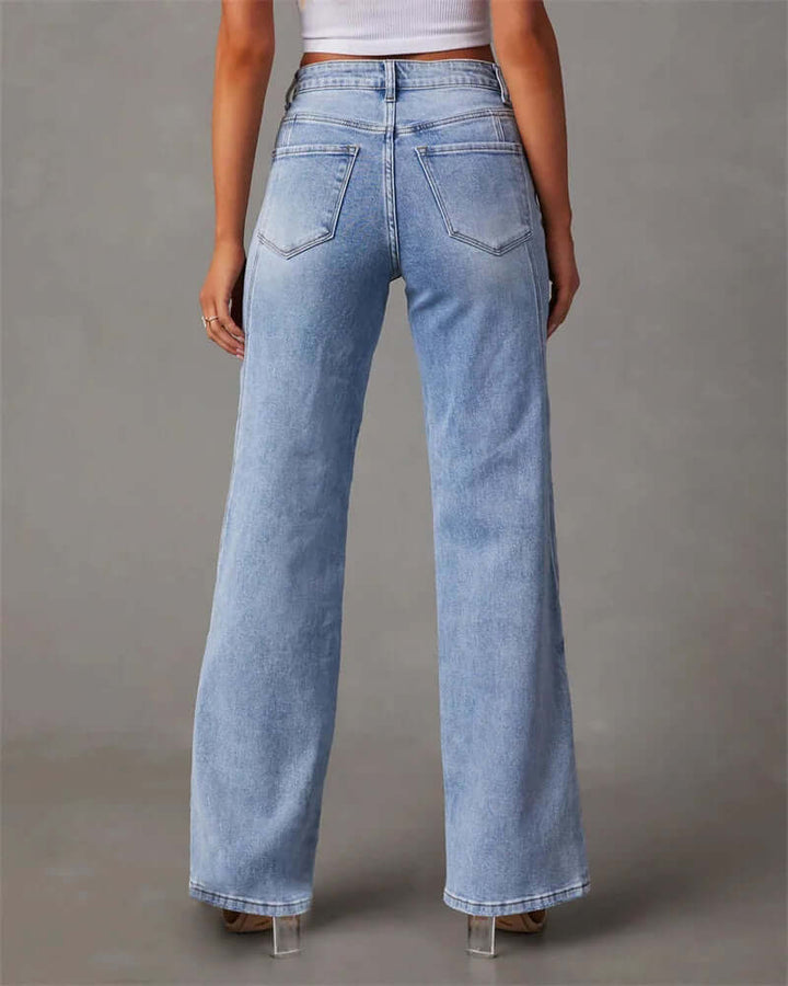 Women's High-Waisted Wide Leg Jeans: Relaxed Fit