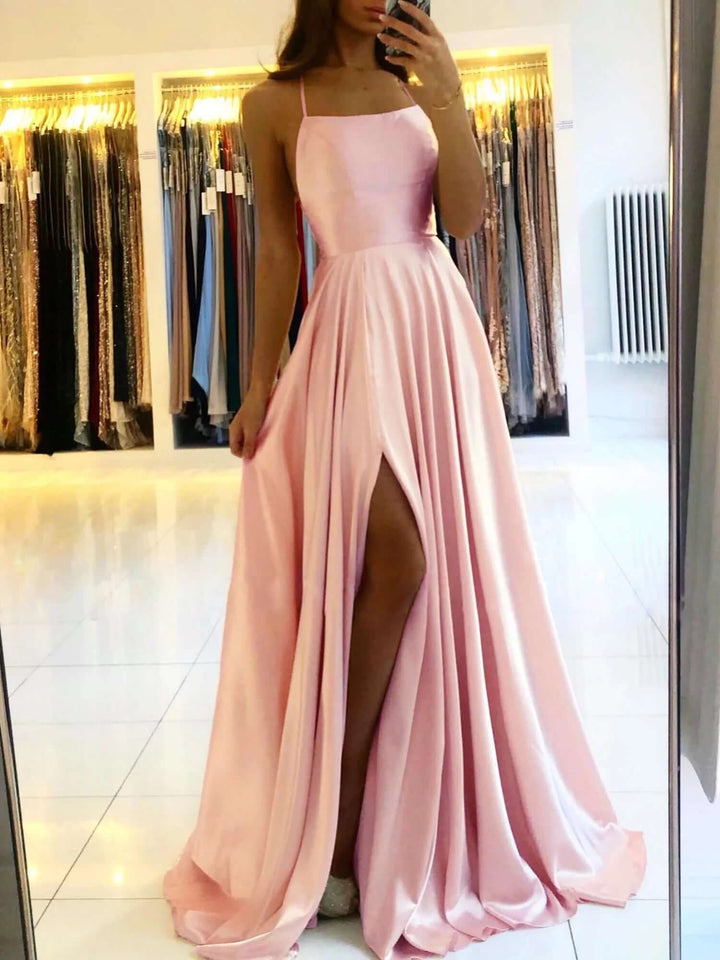 Women's Elegant Evening Gown: Floor-Length Satin Prom Dress
