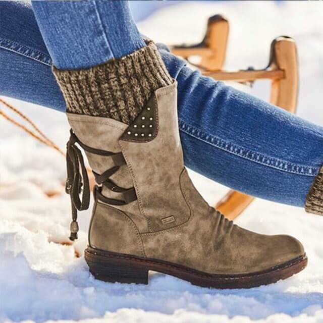 Women's Casual Calf-High Boots with Side Zipper