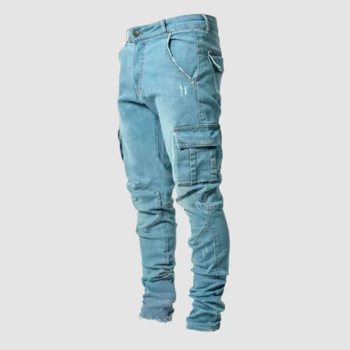Men's Slim Fit Stretch Denim Cargo Pants