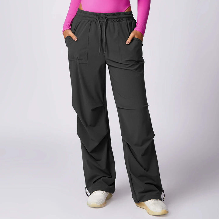 Women's Wide-Leg Trousers: Elastic Waist, Drawstring, Pockets