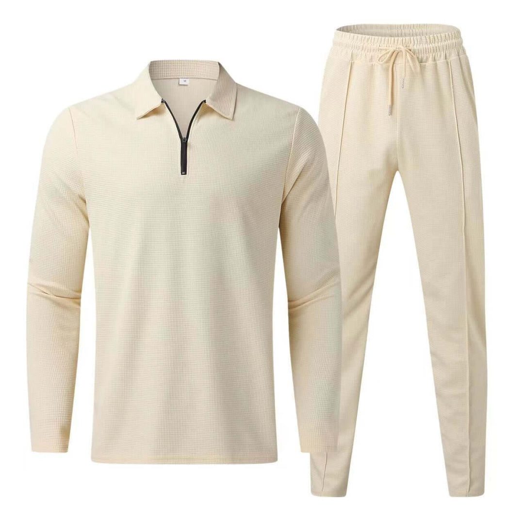 Men's Long Sleeve Polo Shirt & Sweatpants Set