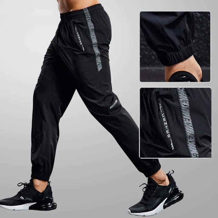 Men's Slim-Fit Running Pants with Zipper Pockets